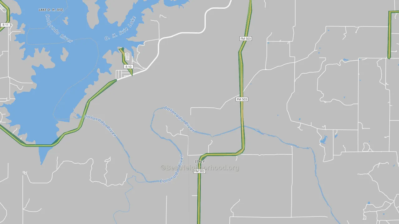 Stacy, TX Map of Noise Levels in Stacy