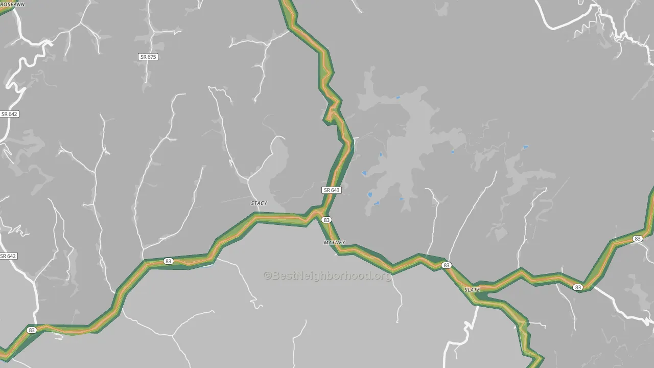 Stacy, VA Map of Noise Levels in Stacy