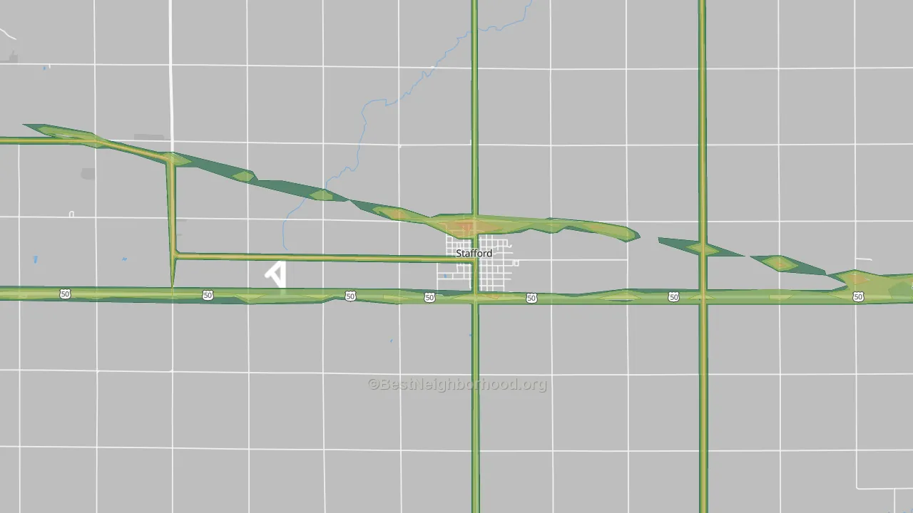 Stafford, KS Map of Noise Levels in Stafford