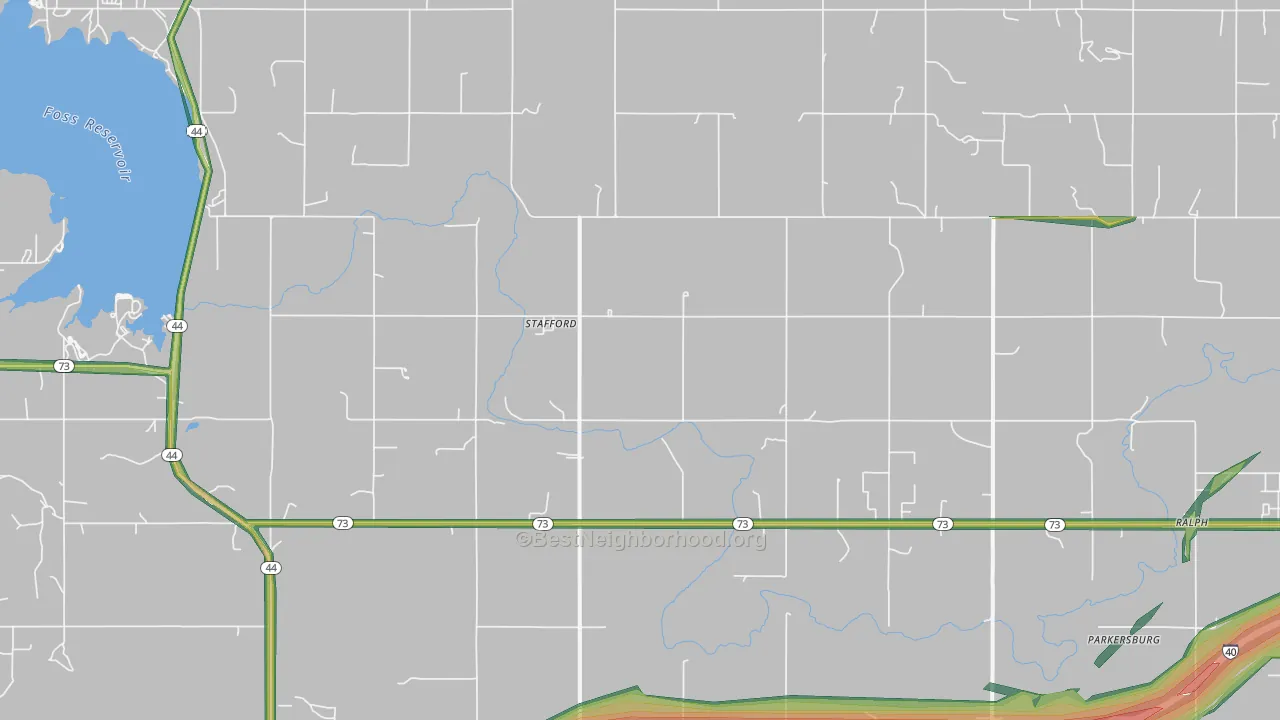 Stafford, OK Map of Noise Levels in Stafford