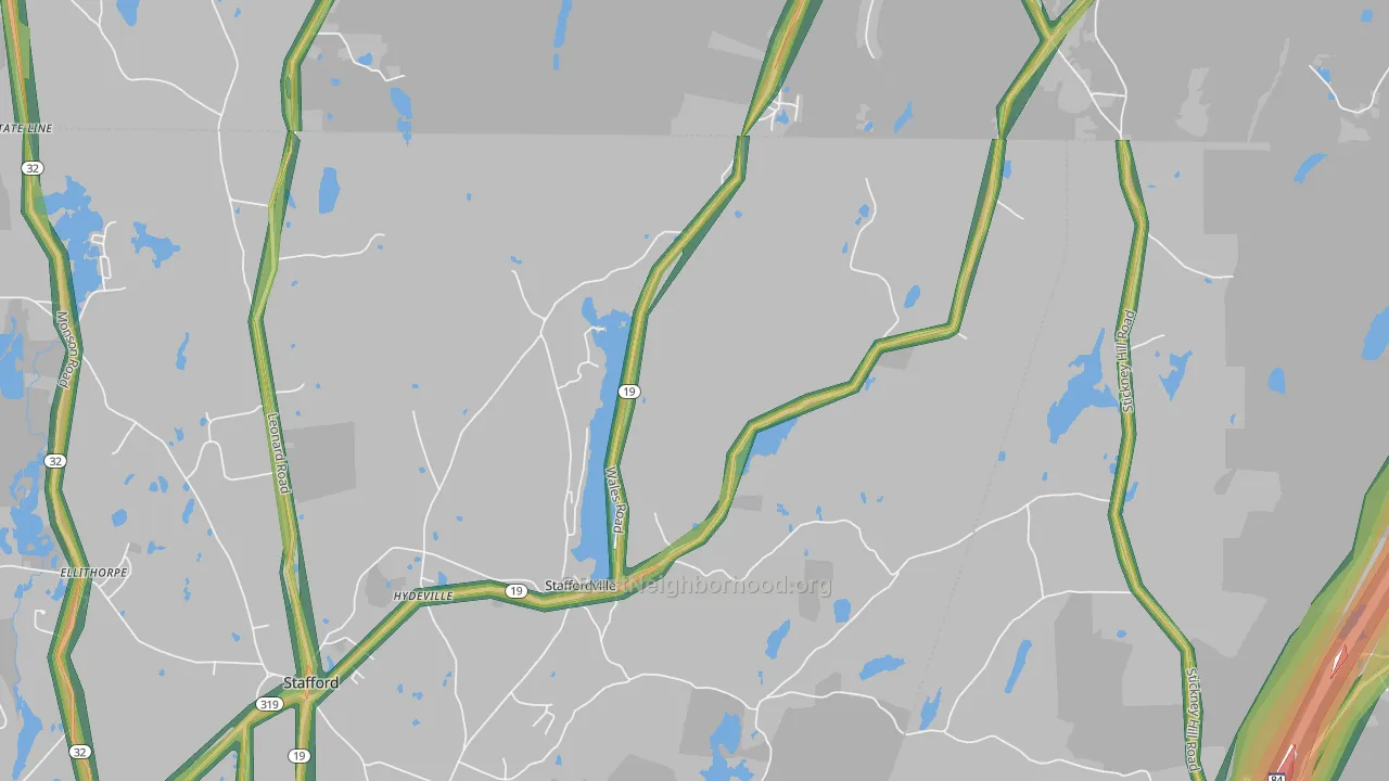Staffordville, CT Map of Noise Levels in Staffordville