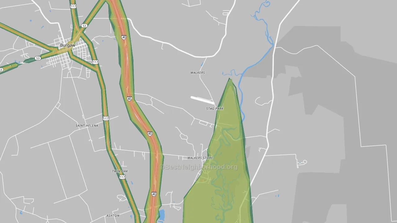 Stag Park, NC Map of Noise Levels in Stag Park