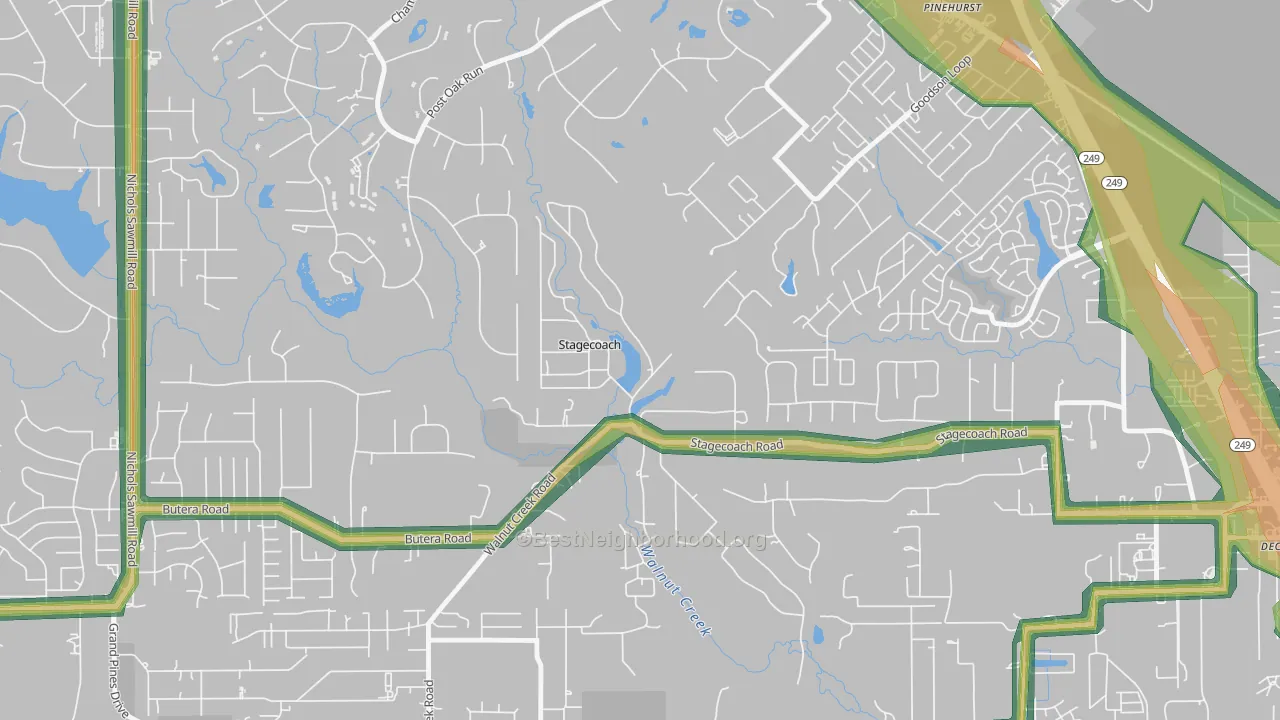 Stagecoach, TX Map of Noise Levels in Stagecoach