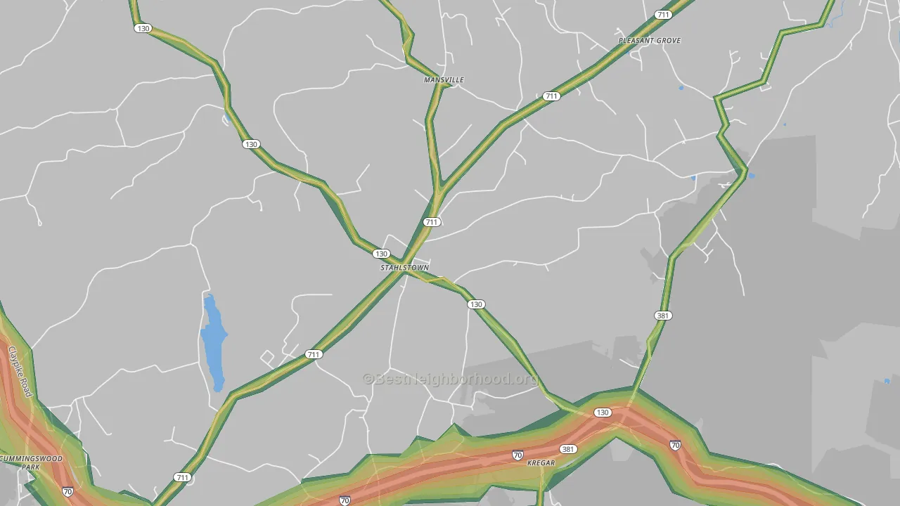 Stahlstown, PA Map of Noise Levels in Stahlstown