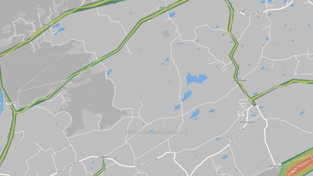 Stairville, PA Map of Noise Levels in Stairville