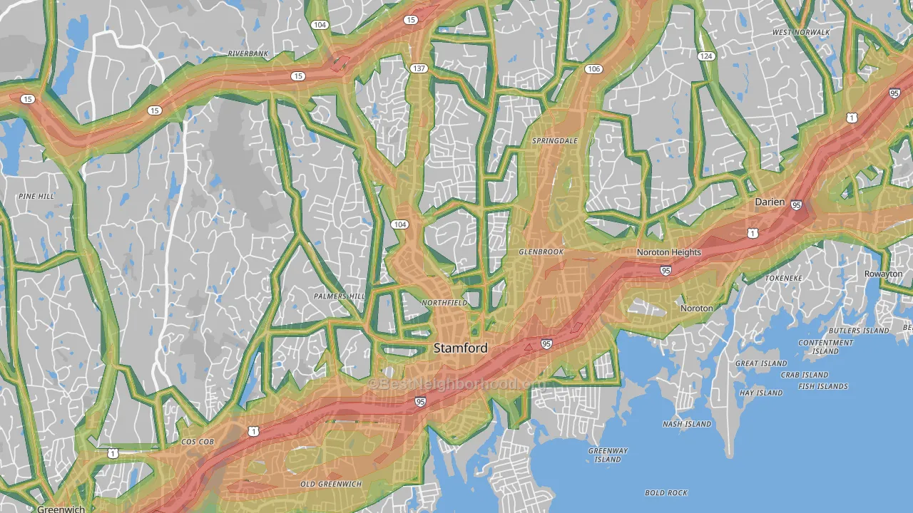 Stamford, CT Map of Noise Levels in Stamford