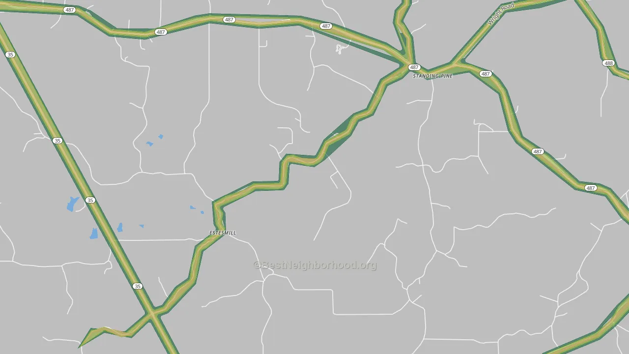 Standing Pine, MS Map of Noise Levels in Standing Pine
