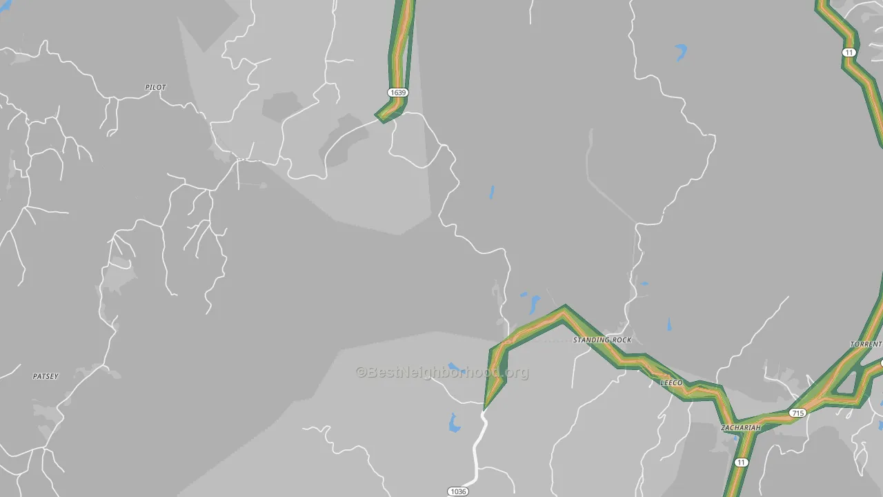 Standing Rock, KY Map of Noise Levels in Standing Rock