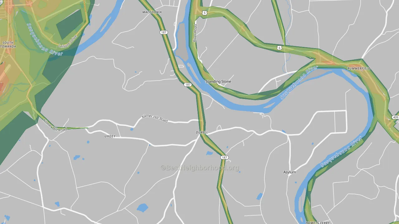 Standing Stone, PA Map of Noise Levels in Standing Stone