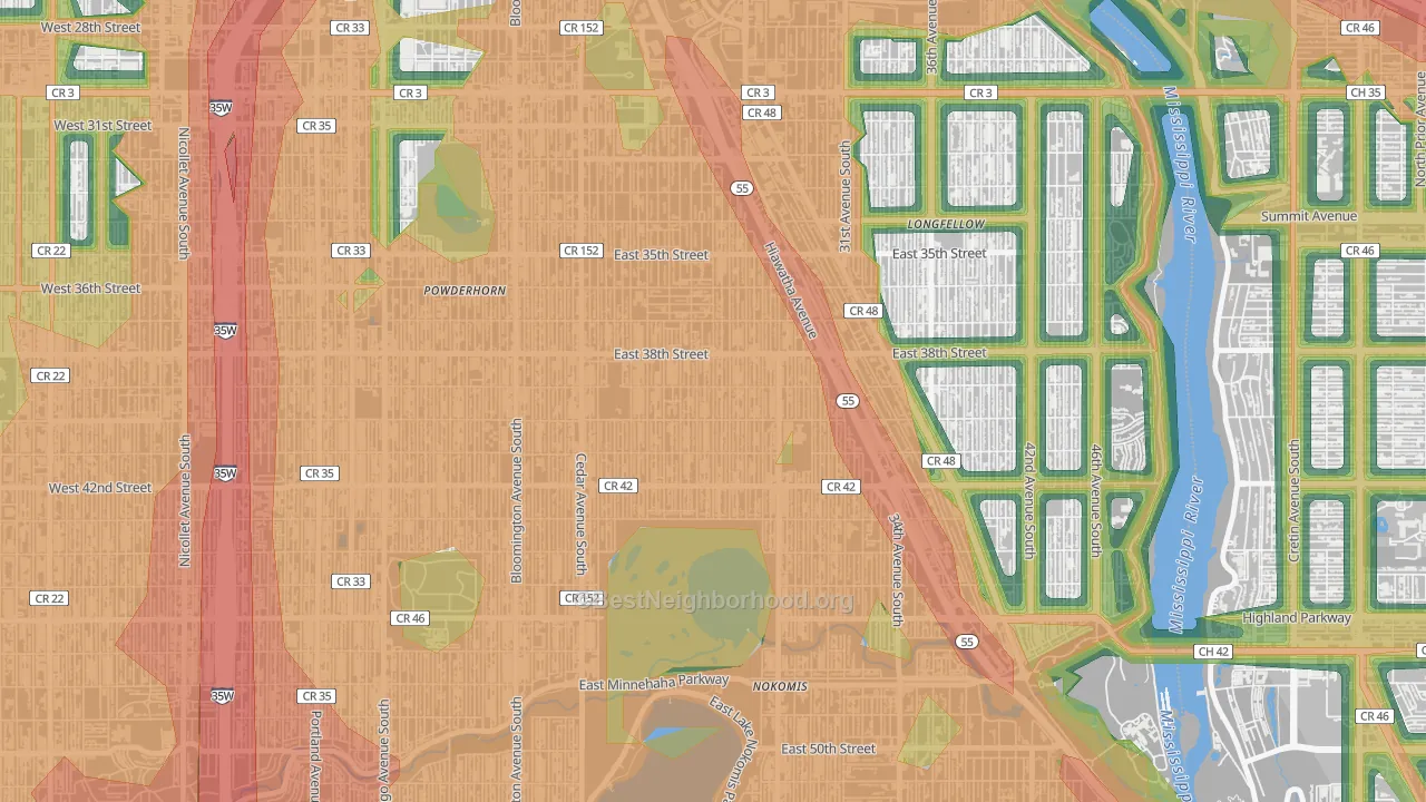 Standish, Minneapolis, MN Map of Noise Levels in Standish