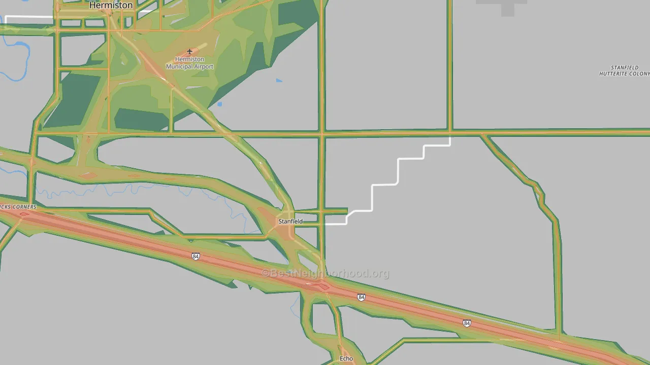 Stanfield, OR Map of Noise Levels in Stanfield