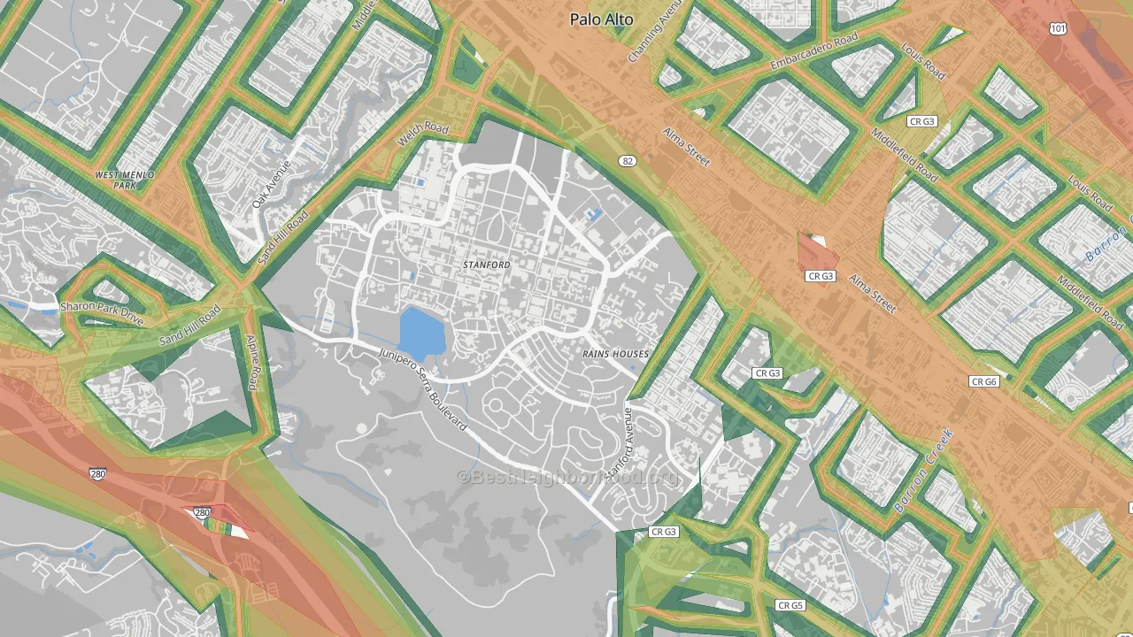 Stanford, CA Map of Noise Levels in Stanford
