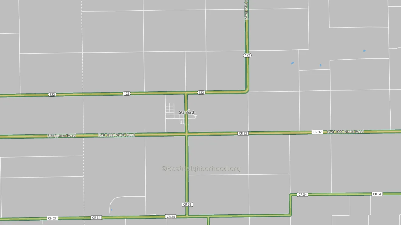 Stanford, IL Map of Noise Levels in Stanford