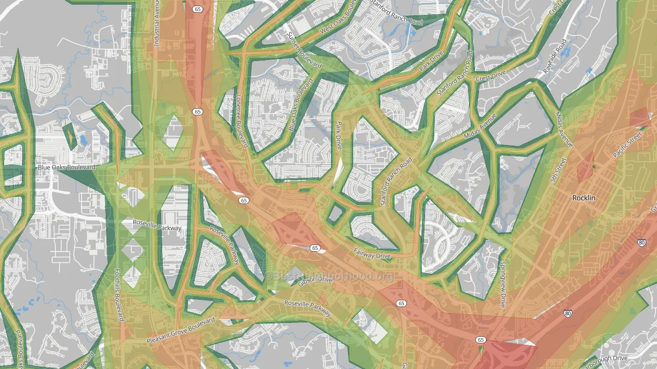 Stanford, Roseville, CA Map of Noise Levels in Stanford