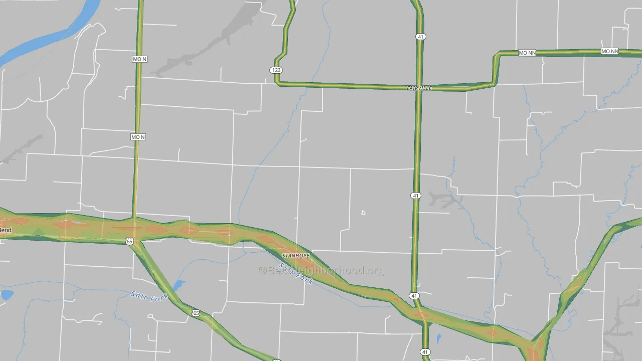 Stanhope, MO Map of Noise Levels in Stanhope