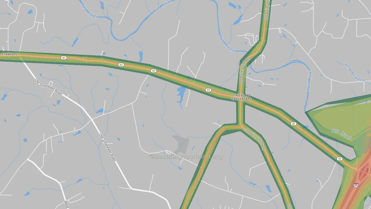 Stanhope, NC Map of Noise Levels in Stanhope