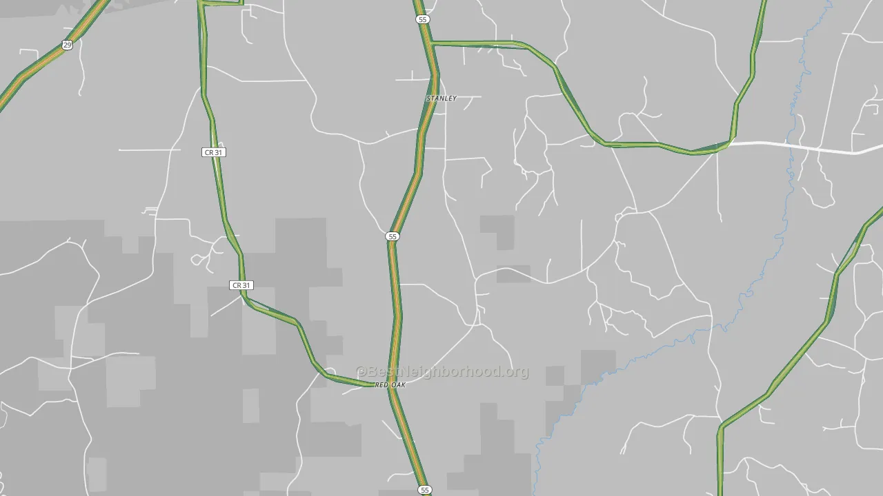 Stanley, AL Map of Noise Levels in Stanley