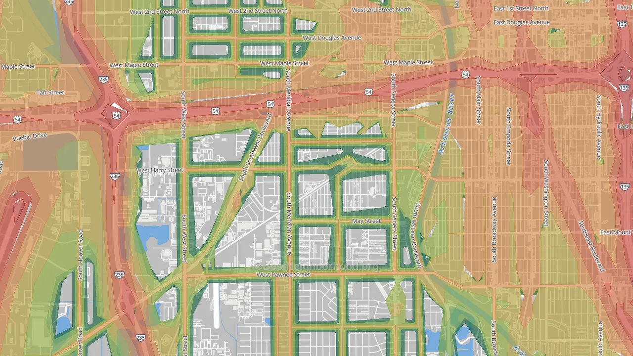Stanley-Aley, Wichita, KS Map of Noise Levels in Stanley-Aley