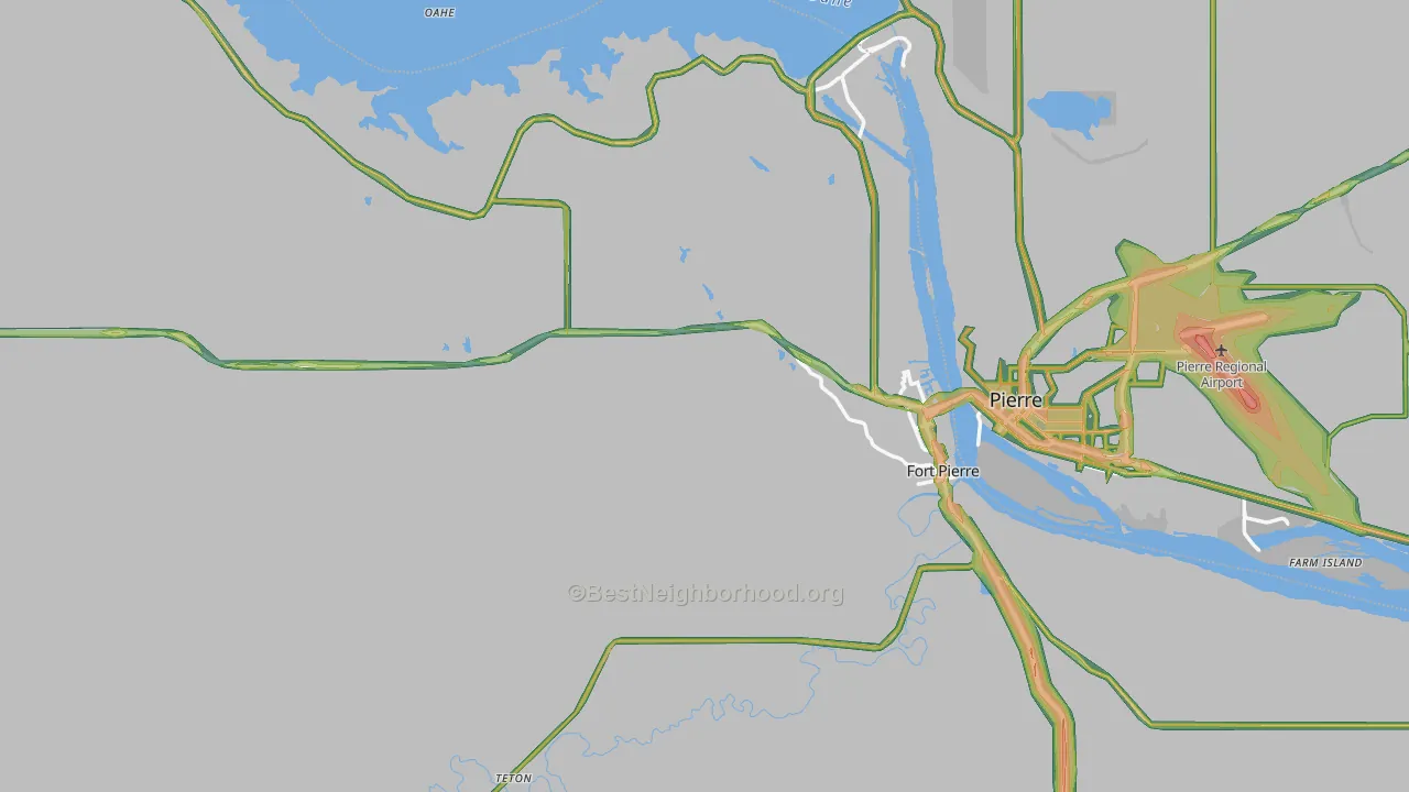 Stanley County, SD Map of Noise Levels in Stanley County