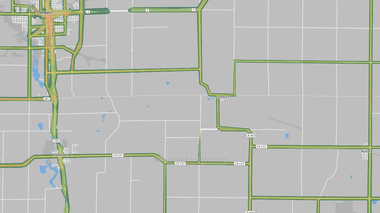 Stanley, IA Map of Noise Levels in Stanley