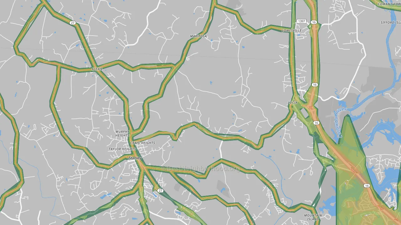 Stanley, NC Map of Noise Levels in Stanley