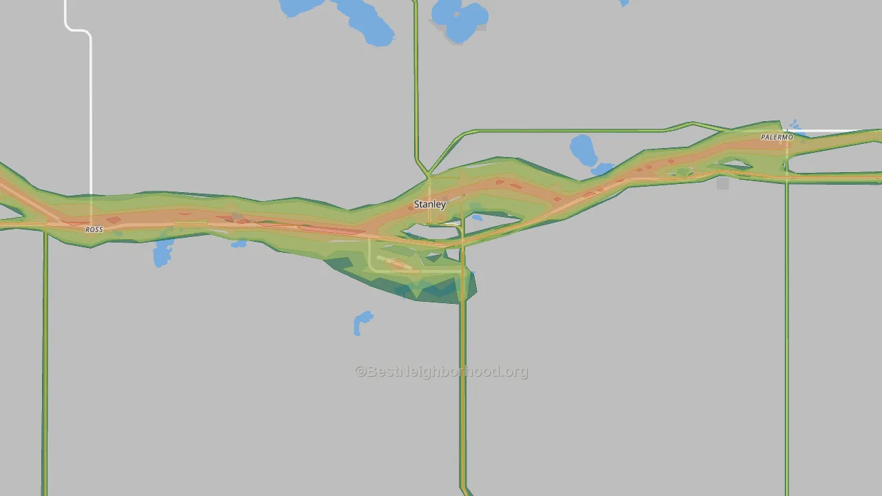 Stanley, ND Map of Noise Levels in Stanley
