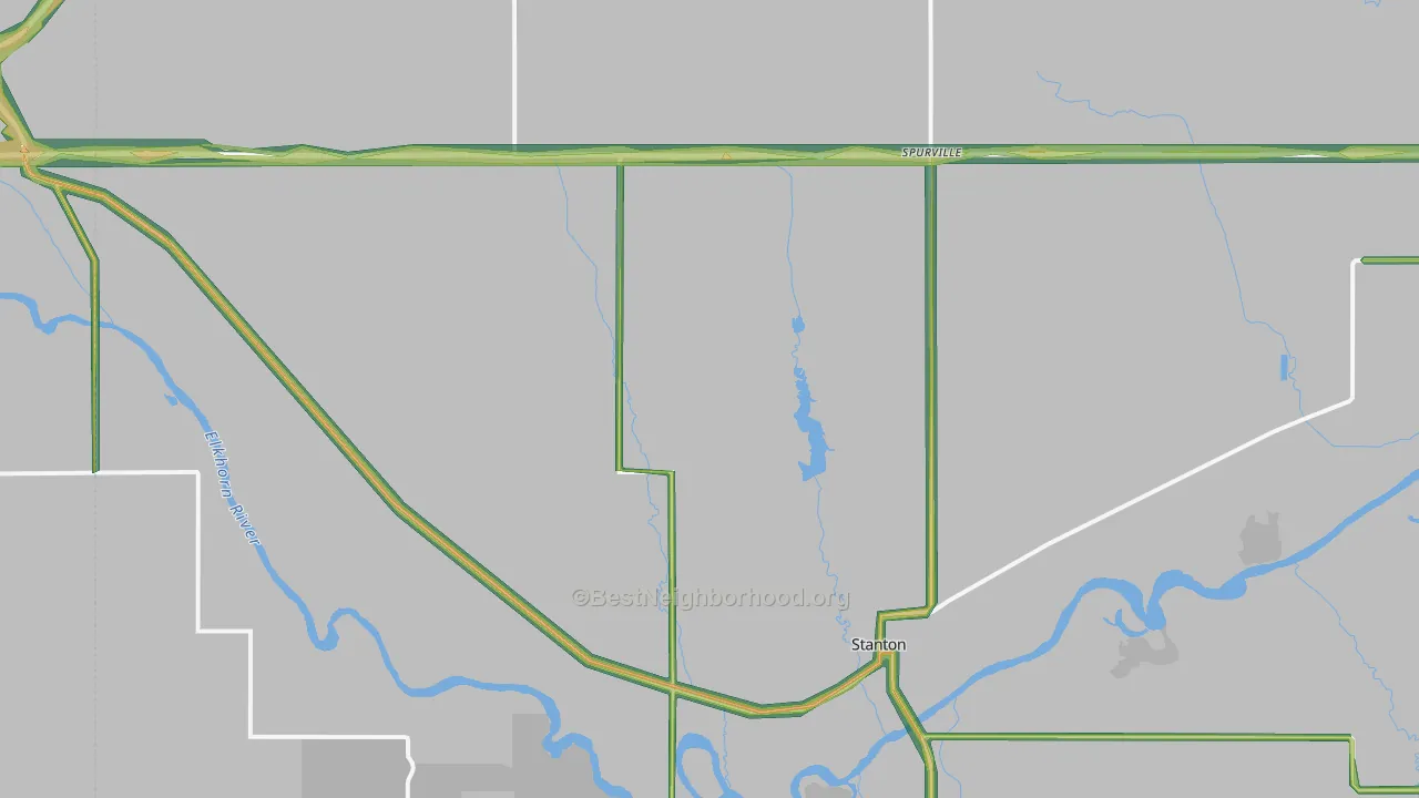 Stanton County, NE Map of Noise Levels in Stanton County