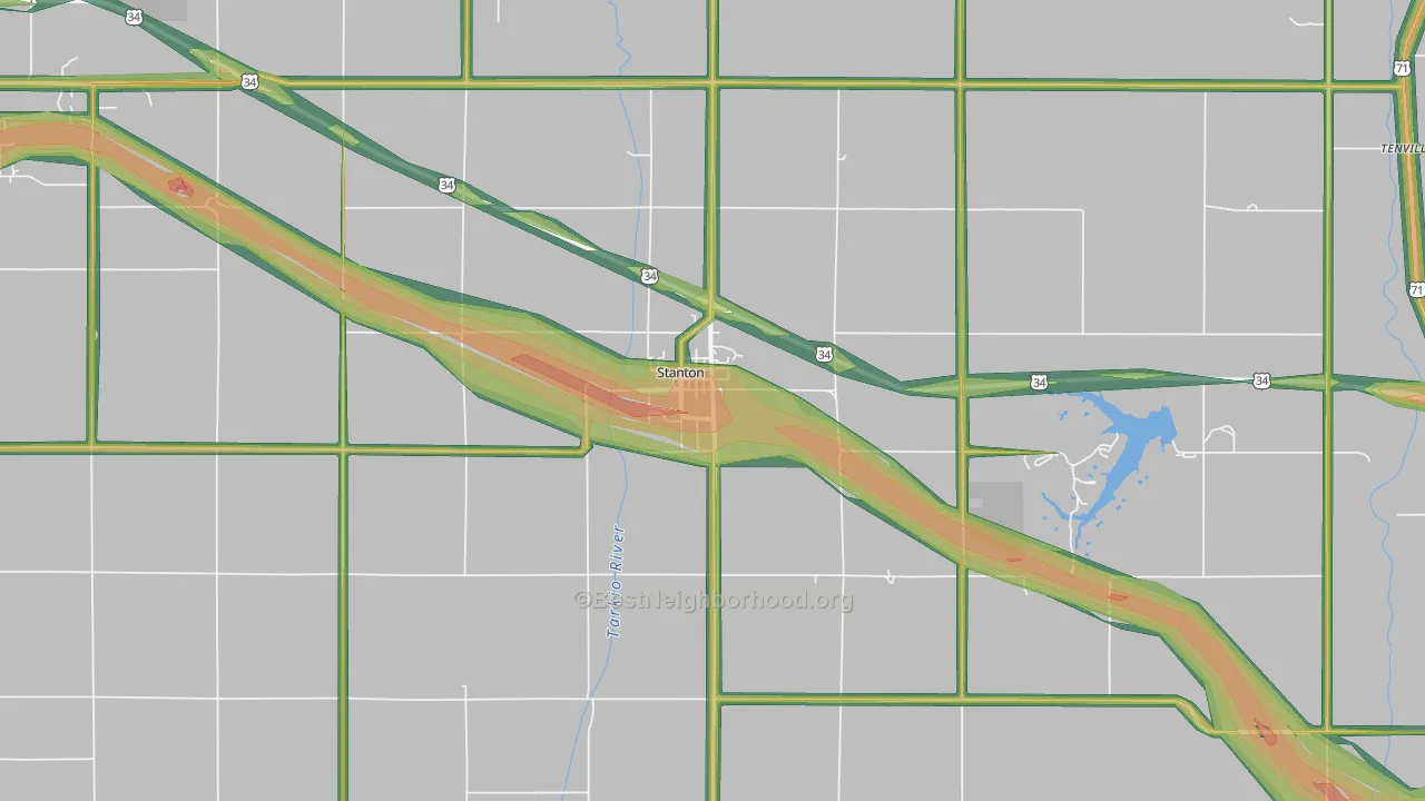 Stanton, IA Map of Noise Levels in Stanton