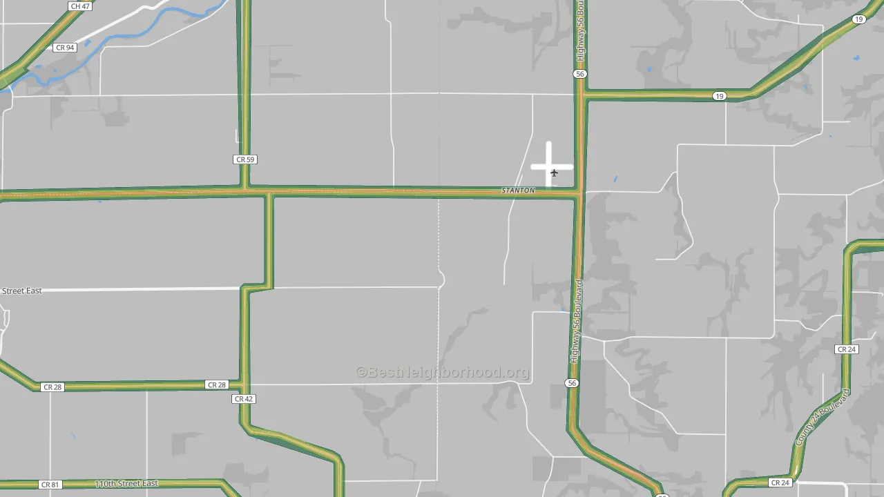 Stanton, MN Map of Noise Levels in Stanton