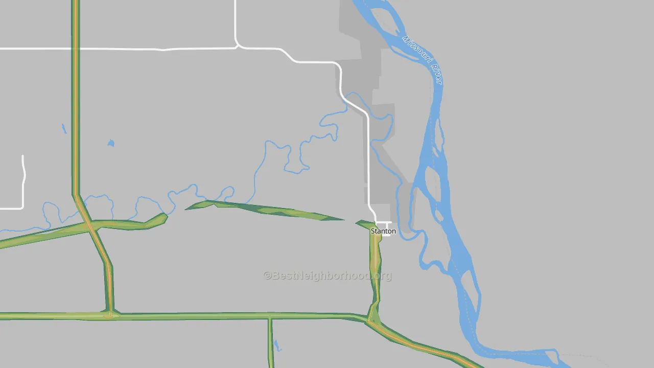 Stanton, ND Map of Noise Levels in Stanton