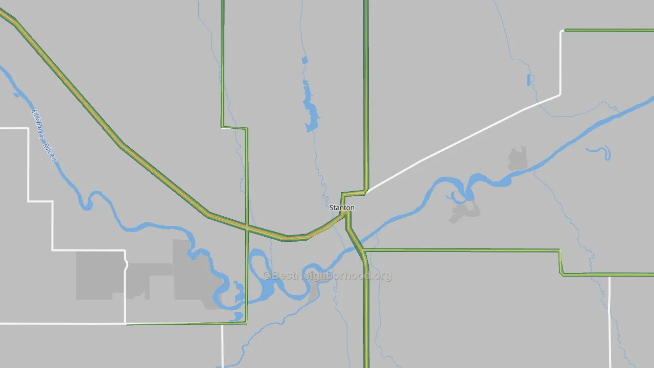 Stanton, NE Map of Noise Levels in Stanton
