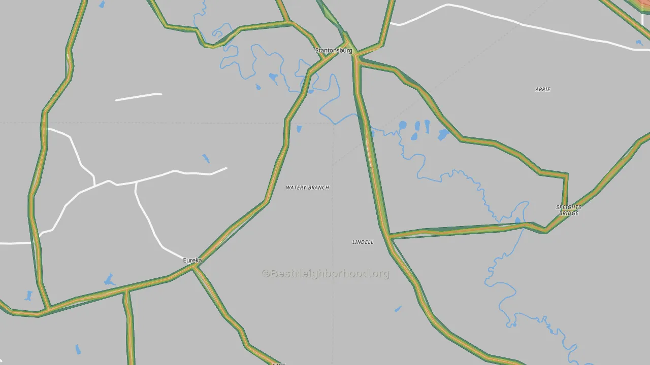 Stantonsburg, NC Map of Noise Levels in Stantonsburg
