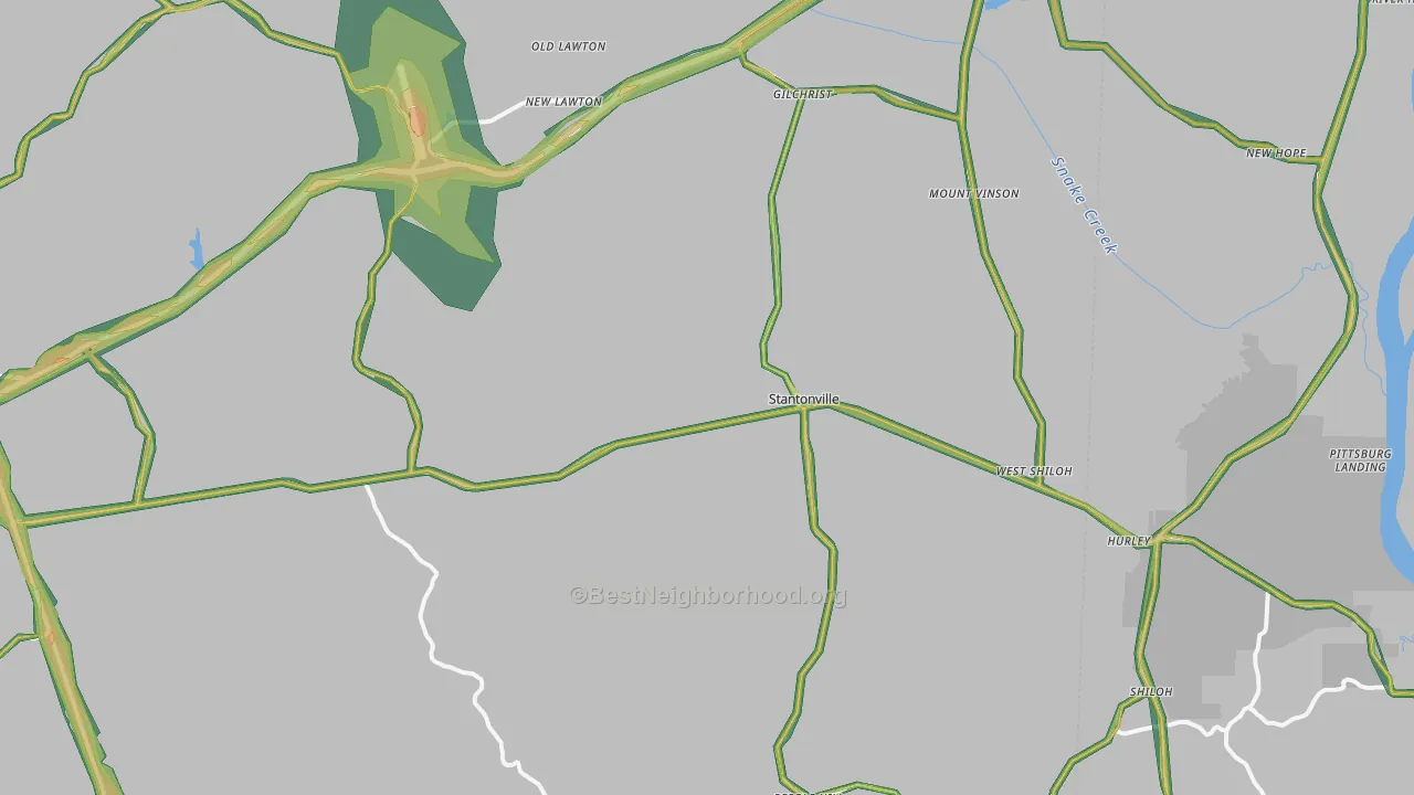 Stantonville, TN Map of Noise Levels in Stantonville