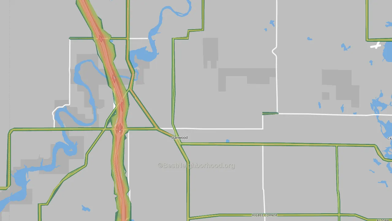 Stanwood, MI Map of Noise Levels in Stanwood