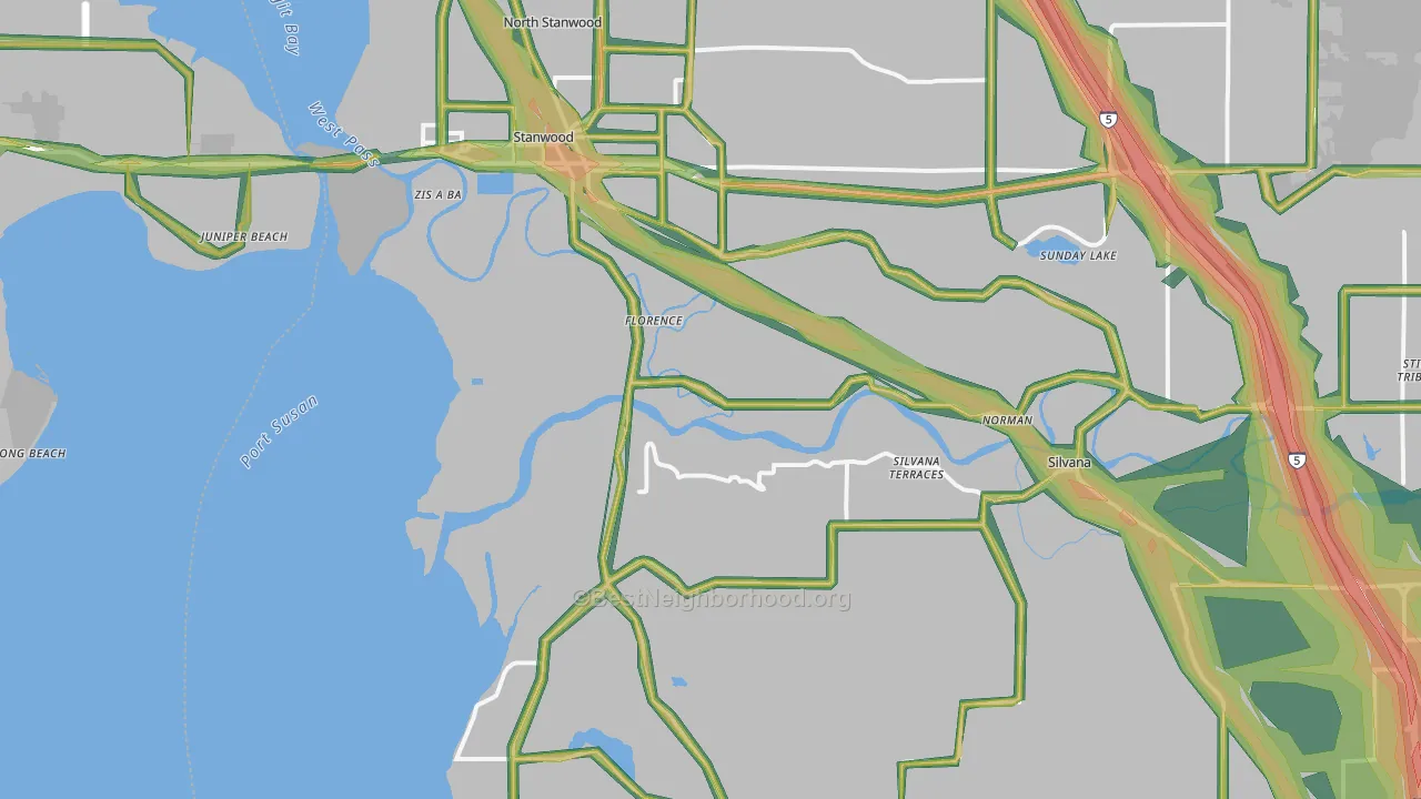 Stanwood, WA Map of Noise Levels in Stanwood