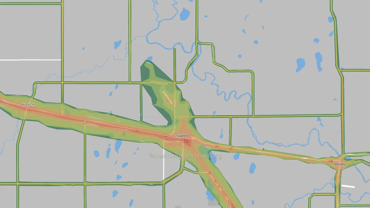 Staples, MN Map of Noise Levels in Staples
