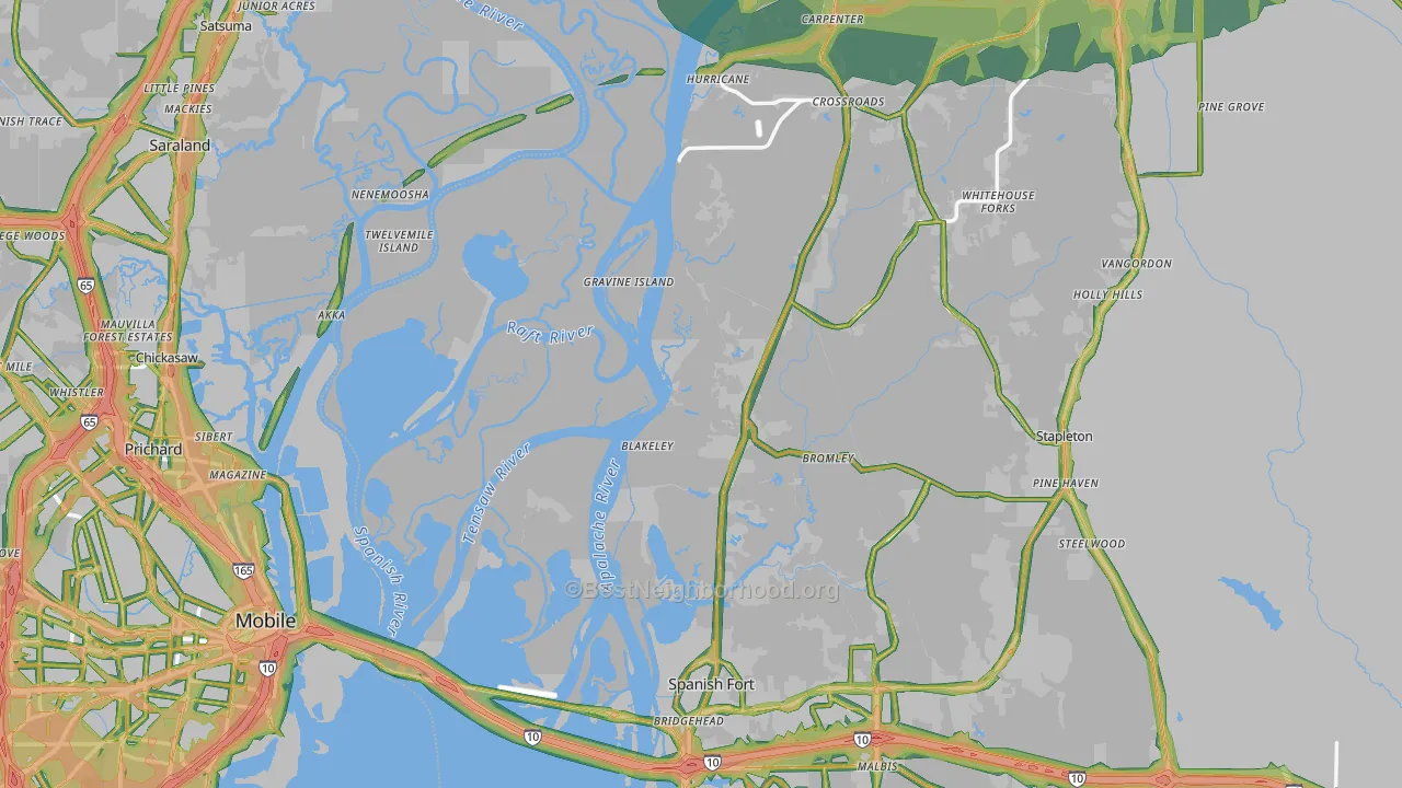 Stapleton, AL Map of Noise Levels in Stapleton