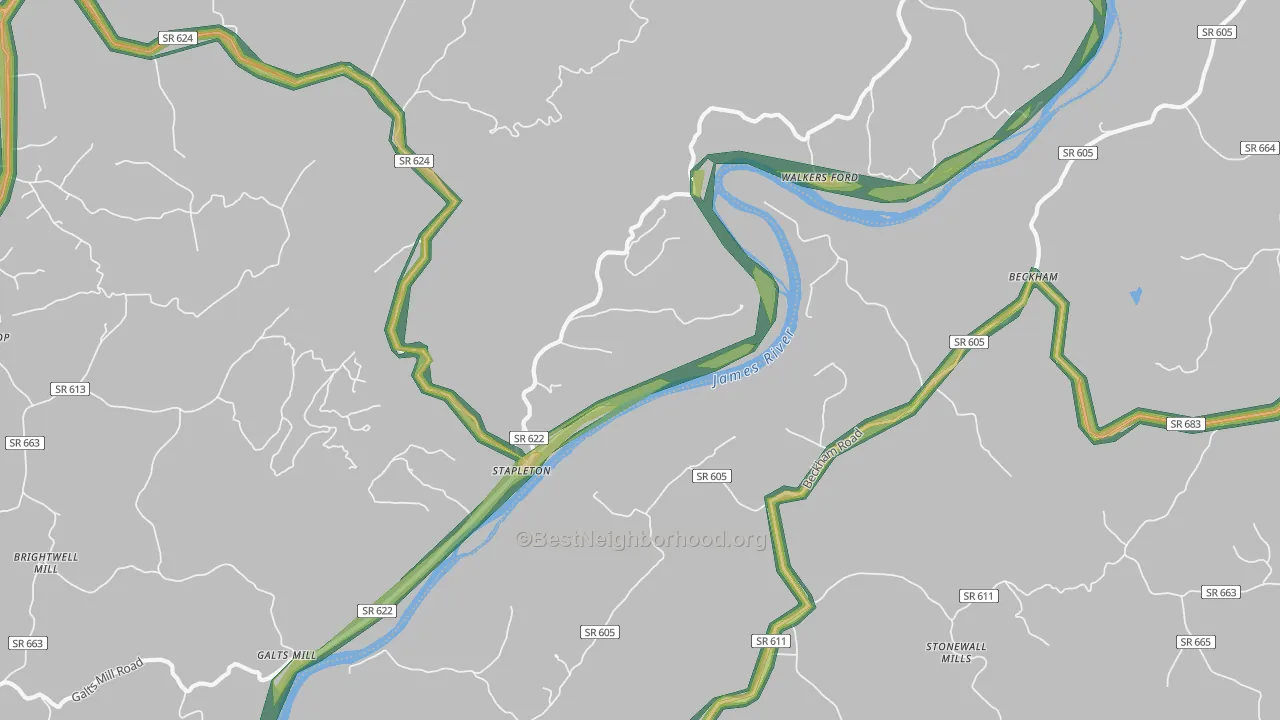 Stapleton, VA Map of Noise Levels in Stapleton