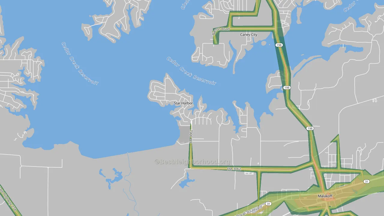 Star Harbor, TX Map of Noise Levels in Star Harbor