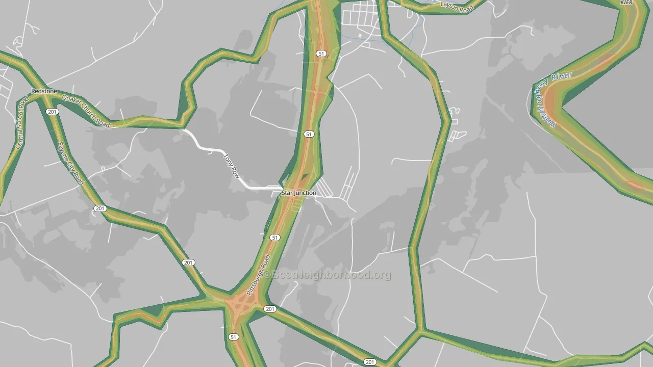 Star Junction, PA Map of Noise Levels in Star Junction