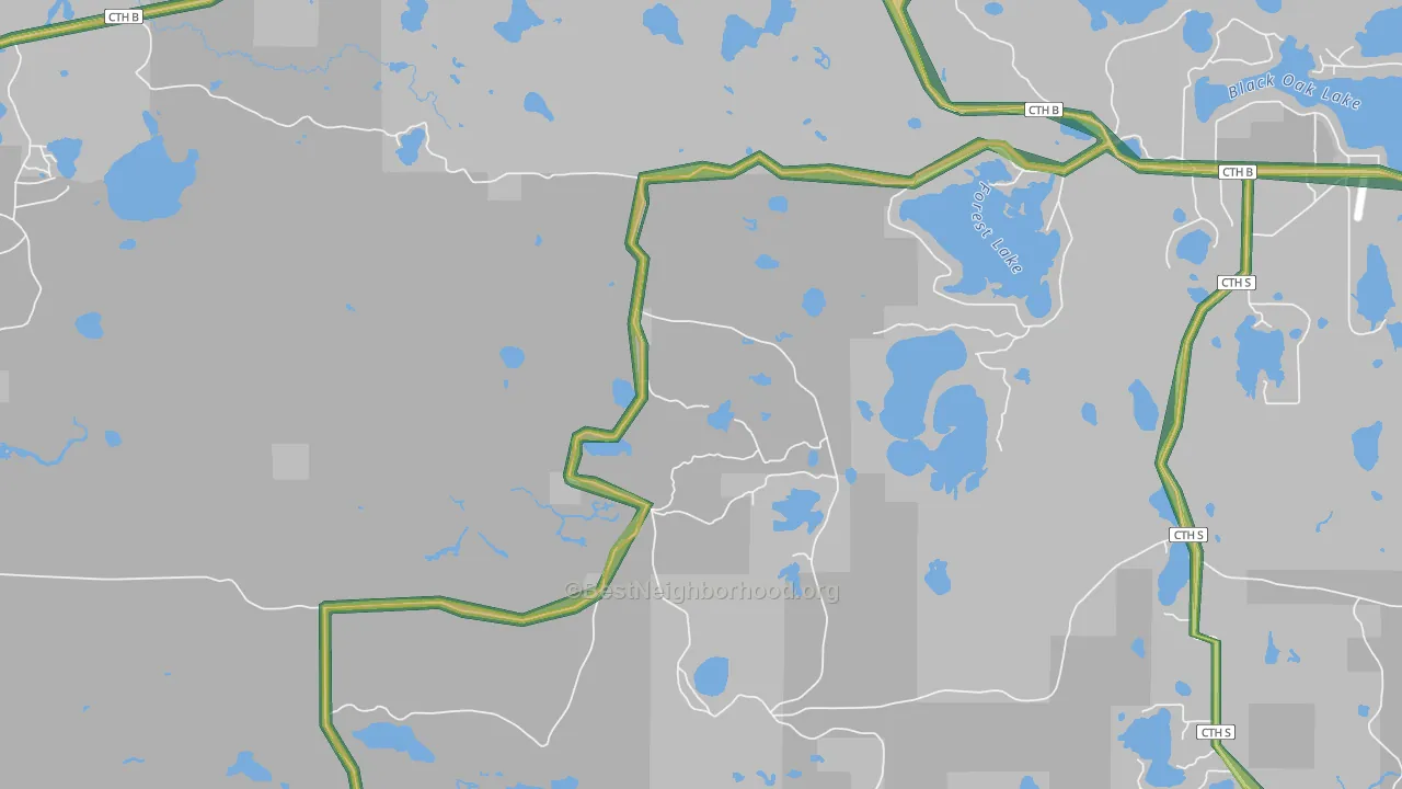 Star Lake, WI Map of Noise Levels in Star Lake