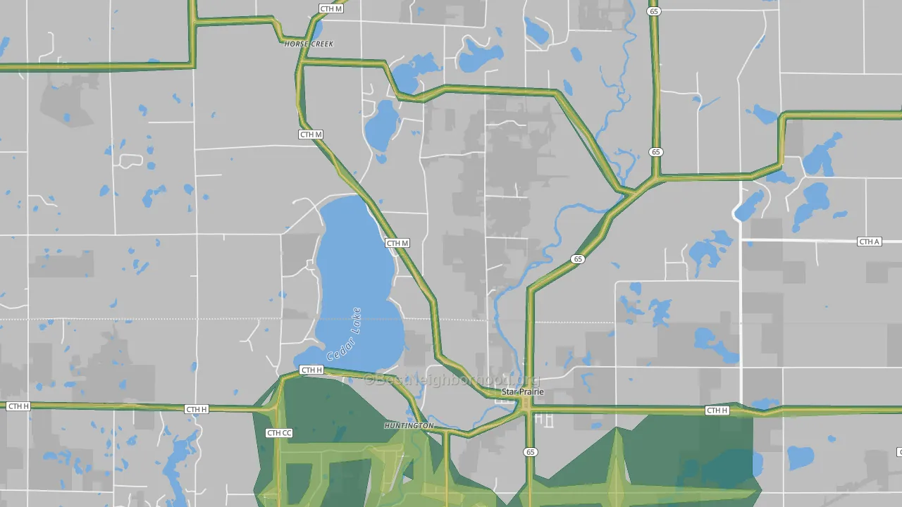 Star Prairie, WI Map of Noise Levels in Star Prairie