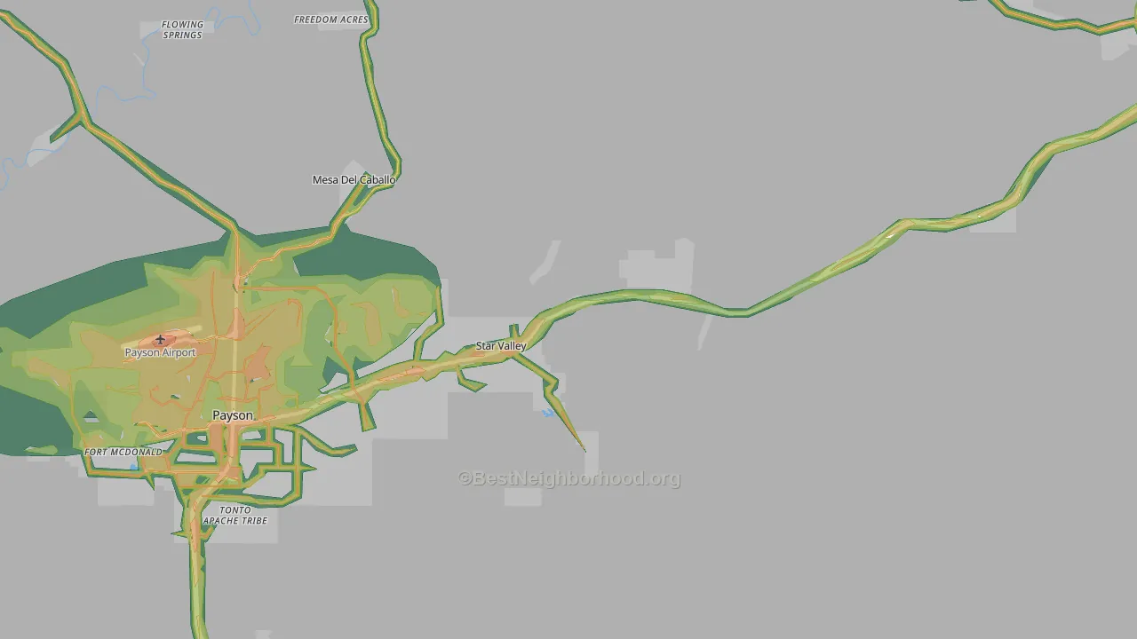 Star Valley, AZ Map of Noise Levels in Star Valley