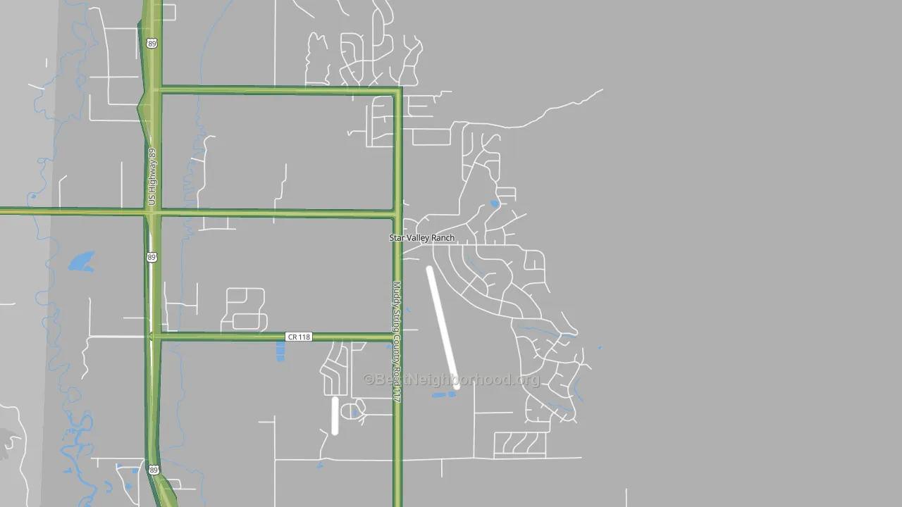 Star Valley Ranch, WY Map of Noise Levels in Star Valley Ranch