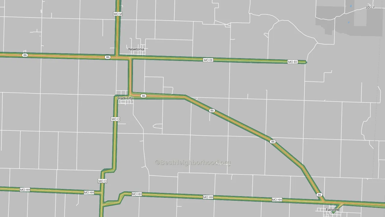 Stark City, MO Map of Noise Levels in Stark City