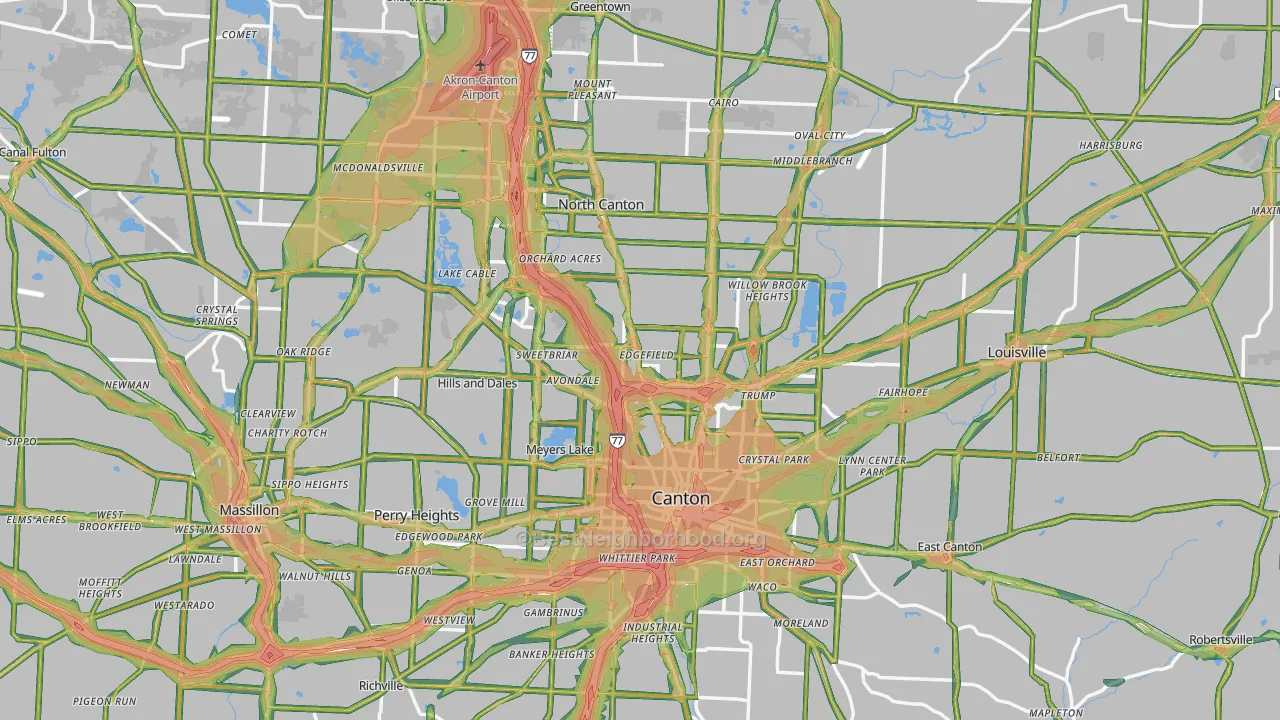 Stark County, OH Map of Noise Levels in Stark County