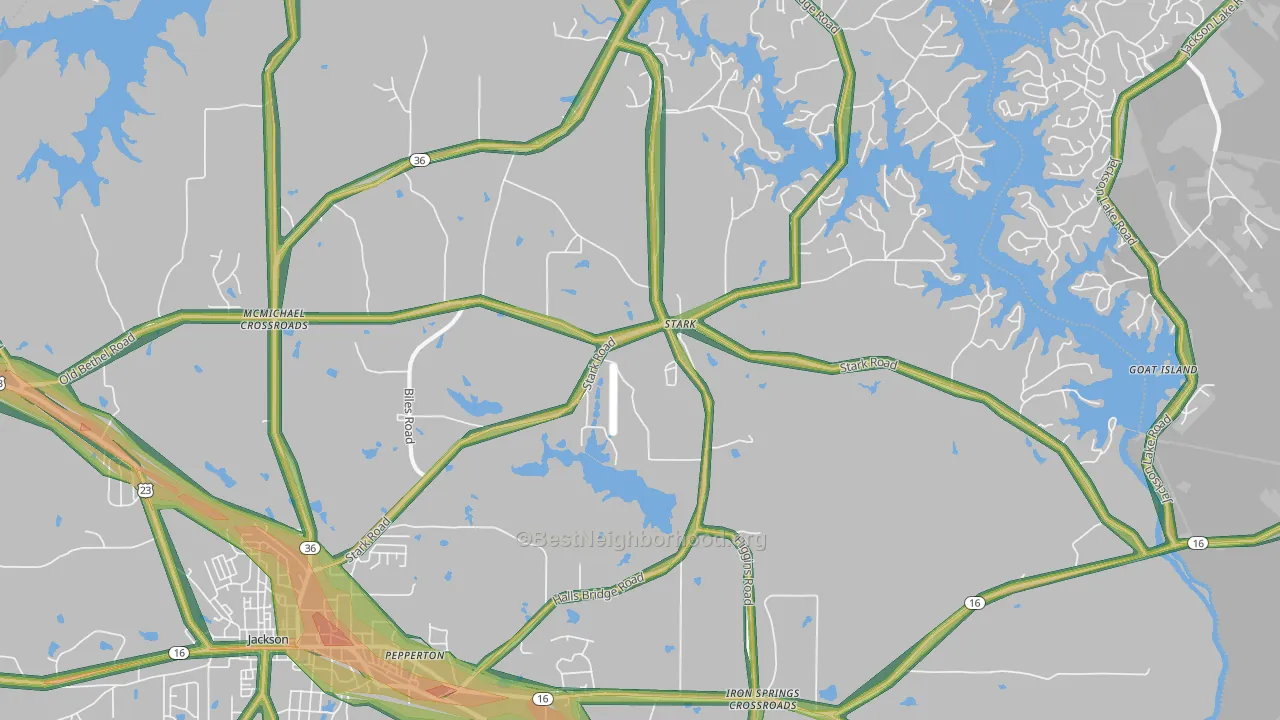 Stark, GA Map of Noise Levels in Stark