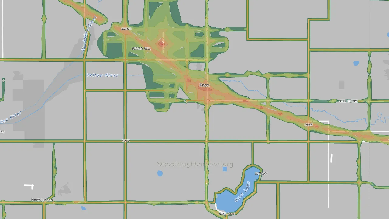 Starke County, IN Map of Noise Levels in Starke County