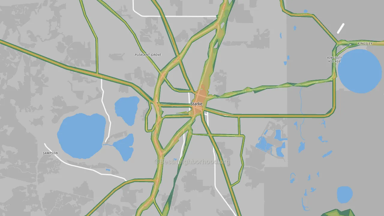 Starke, FL Map of Noise Levels in Starke