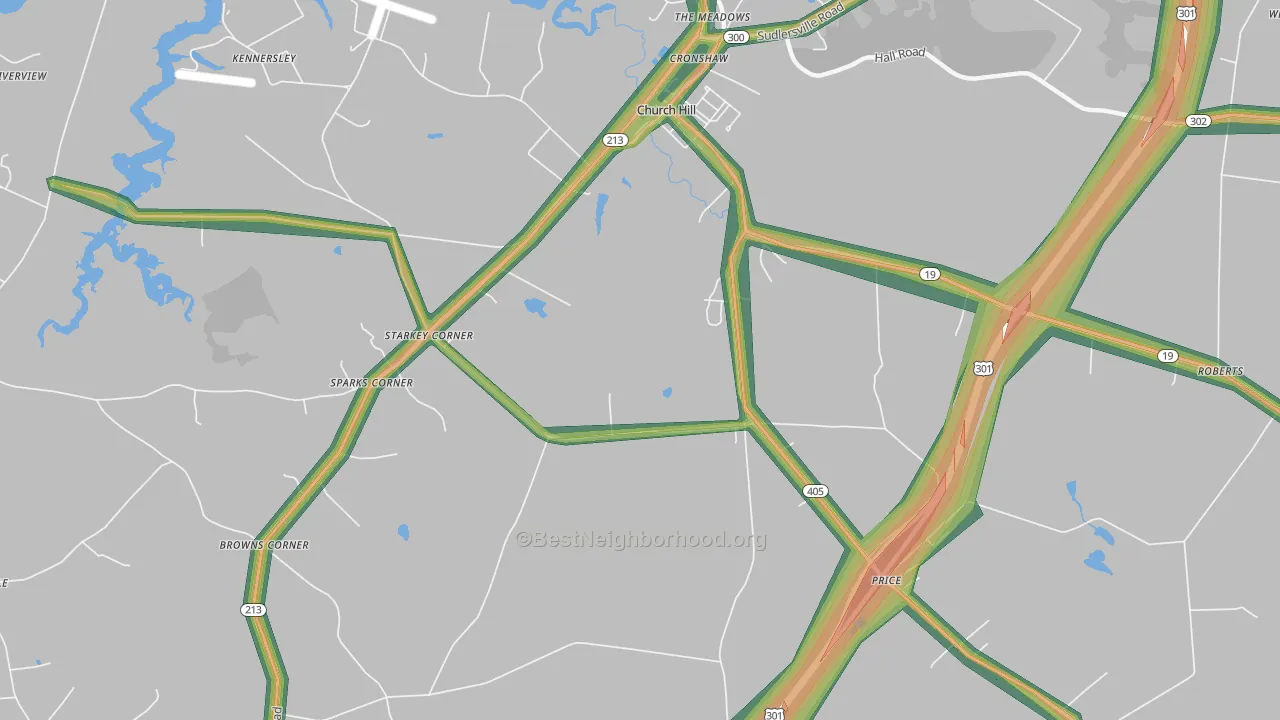 Starkey Corner, MD Map of Noise Levels in Starkey Corner